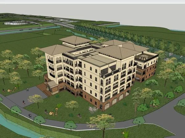 Sketchup别墅模型|联排别墅住宅楼，现代风格