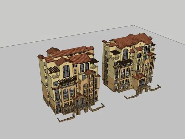 Sketchup别墅模型|独栋别墅，古典风格
