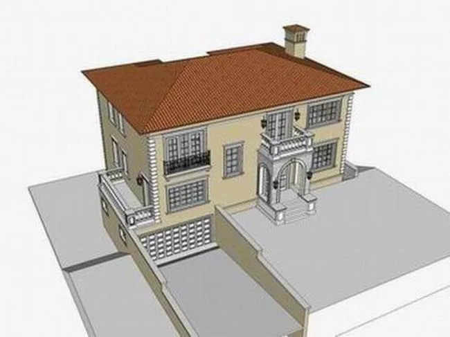 Sketchup别墅模型|独栋别墅，古典风格