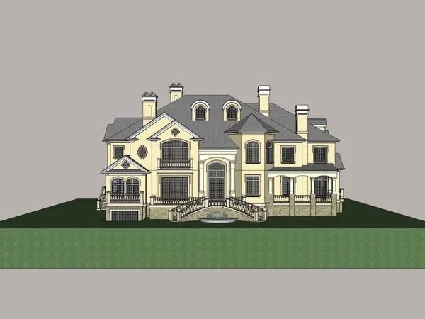 Sketchup别墅模型|独栋住宅别墅，古典风格