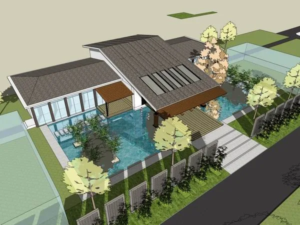Sketchup别墅模型|独栋别墅，古典风格