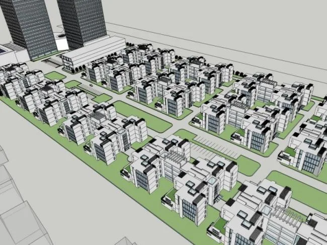 Sketchup住宅模型|多层住区，现代风格