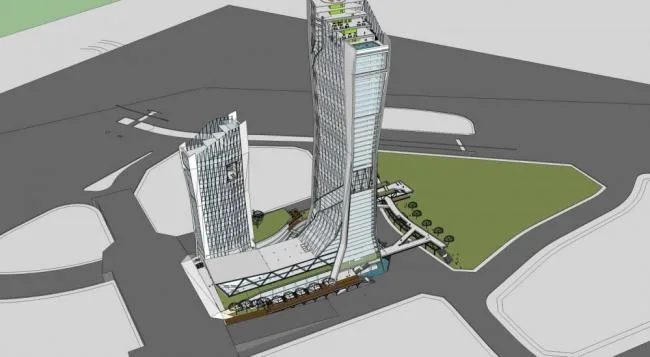 Sketchup办公模型|超高层酒店办公，现代风格