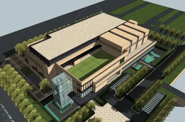 Sketchup商业模型|多层会所，商业建筑，石材，现代风格