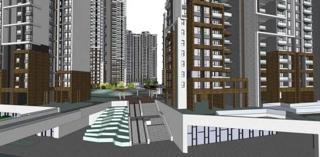 Sketchup住宅模型|新河三角洲，高层住宅小区，规划，居住建筑，现代风格