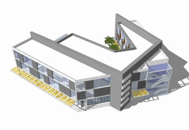 Sketchup办公模型|小型办公楼，低层，现代风格