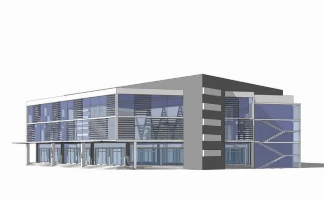 Sketchup办公模型|小型办公楼，低层，现代风格