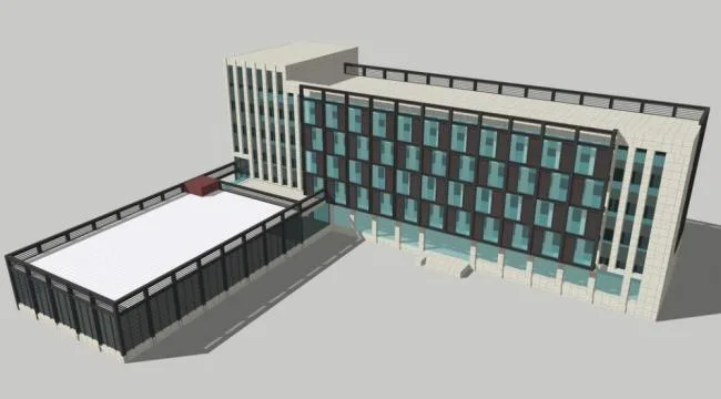 Sketchup办公模型|多层办公楼，厂区办公楼，现代风格