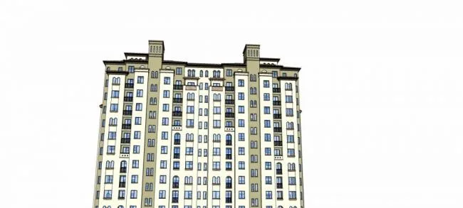 Sketchup住宅模型|高层住宅楼，居住建筑，欧式，西班牙风格，古典风格