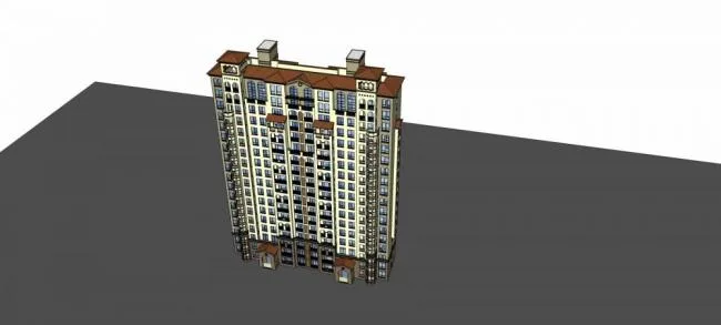Sketchup住宅模型|高层住宅楼，居住建筑，欧式，西班牙风格，古典风格
