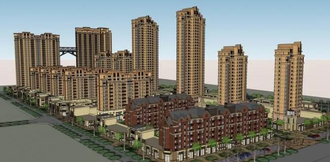 Sketchup住宅模型|欧式，新古典风格，高层住宅小区，居住建筑