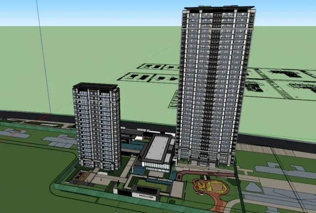 Sketchup住宅模型|售楼处，现代风格，高层住宅