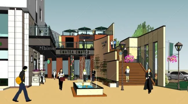 Sketchup住宅模型|住宅，商业街，底商，杭州复地项目，居住建筑
