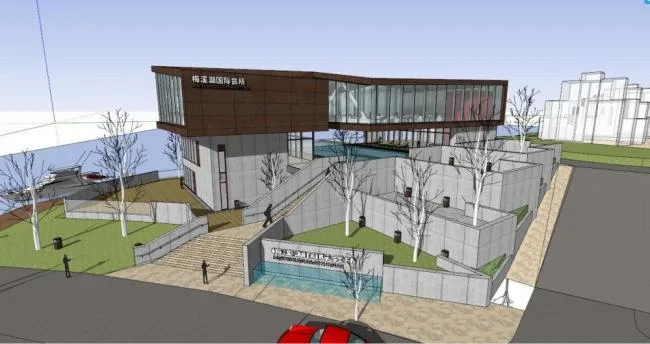 Sketchup商业模型|多层会所，商业建筑，现代风格