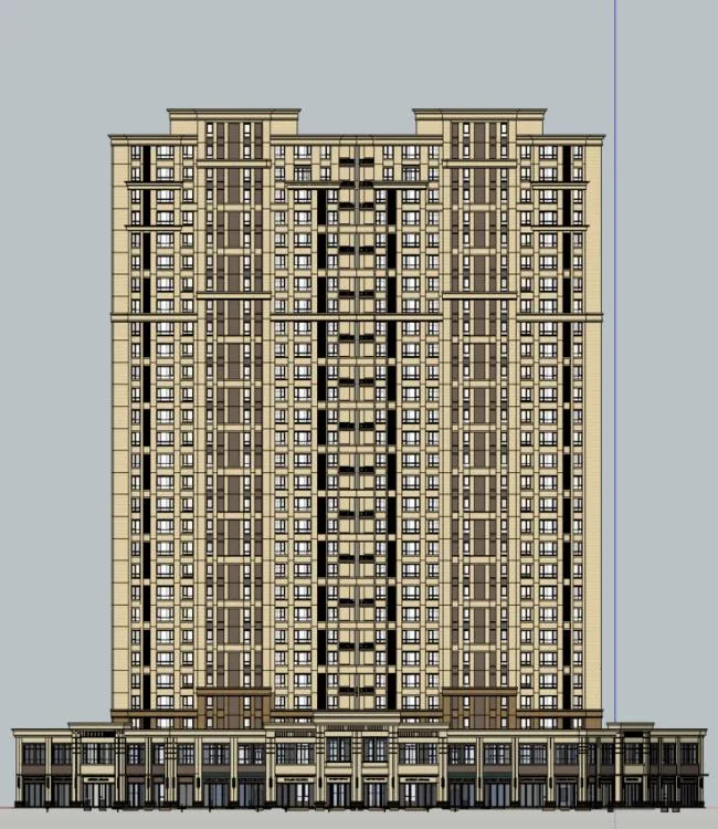 Sketchup住宅模型|高层住宅，居住建筑，新古典风格