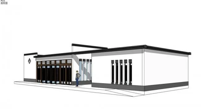 Sketchup办公模型|管理用房，新中式风格