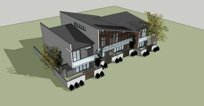 Sketchup住宅模型|多层住宅楼，居住建筑，新中式风格