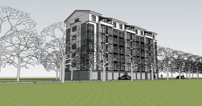 Sketchup住宅模型|多层住宅，居住建筑，花园洋房，中式风格