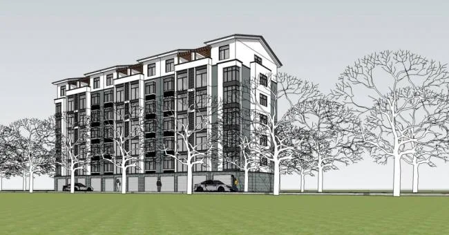 Sketchup住宅模型|多层住宅，居住建筑，花园洋房，中式风格