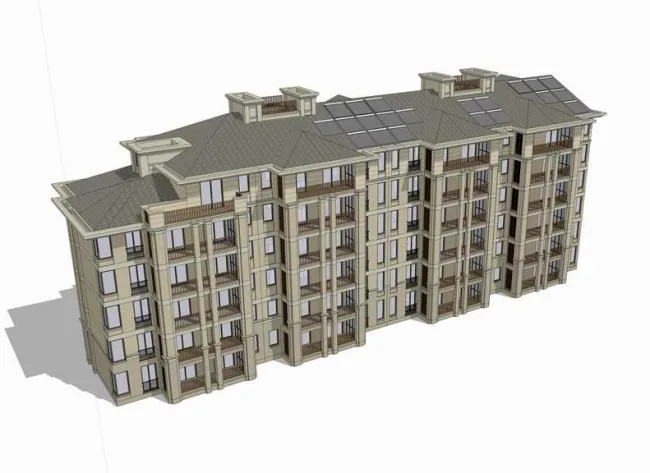 Sketchup住宅模型|中高层住宅，草原风，居住建筑