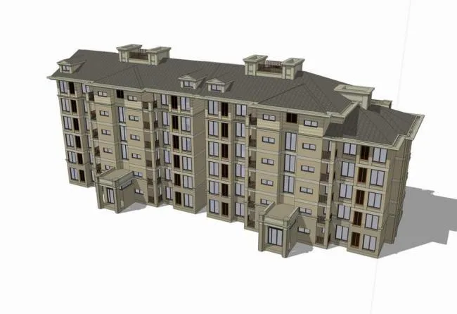 Sketchup住宅模型|中高层住宅，草原风，居住建筑