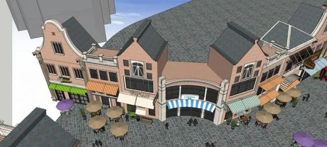 Sketchup商业模型|多层商业街，立面，商业建筑，商场，欧式风格