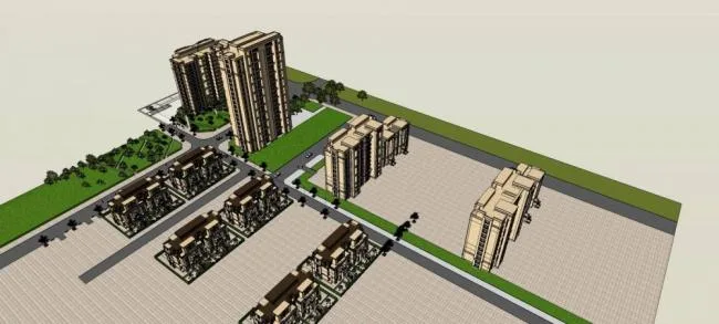 Sketchup住宅模型|高层住宅小区，新古典风格，居住建筑，多层花园洋房，公寓