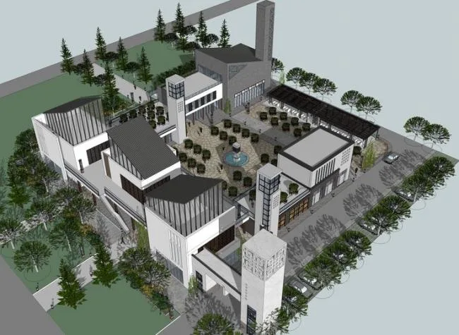 Sketchup商业模型|多层步行街，商业建筑，新中式风格