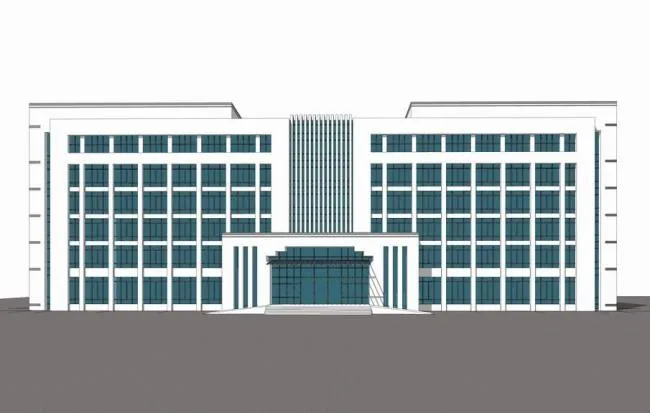 Sketchup办公模型|多层办公楼，新中式风格，徽派