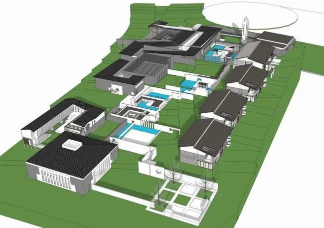 Sketchup办公模型|小型办公楼，低层办公楼，新中式风格，科研园区