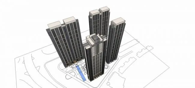 Sketchup住宅模型|高层住宅楼，小区，现代风格，居住建筑