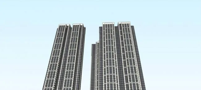 Sketchup住宅模型|高层住宅楼，小区，现代风格，居住建筑