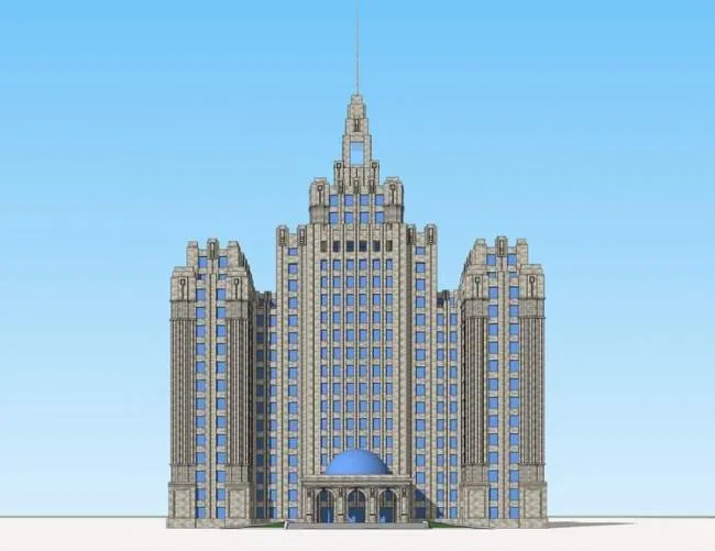 Sketchup办公模型|高层办公楼，Artdeco风格，欧式，写字楼