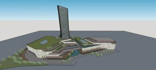 Sketchup办公模型|高层商业办公楼，现代风格，酒店，商场，商业裙房
