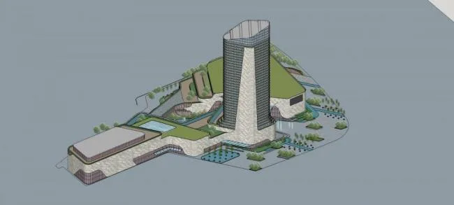 Sketchup办公模型|高层商业办公楼，现代风格，酒店，商场，商业裙房