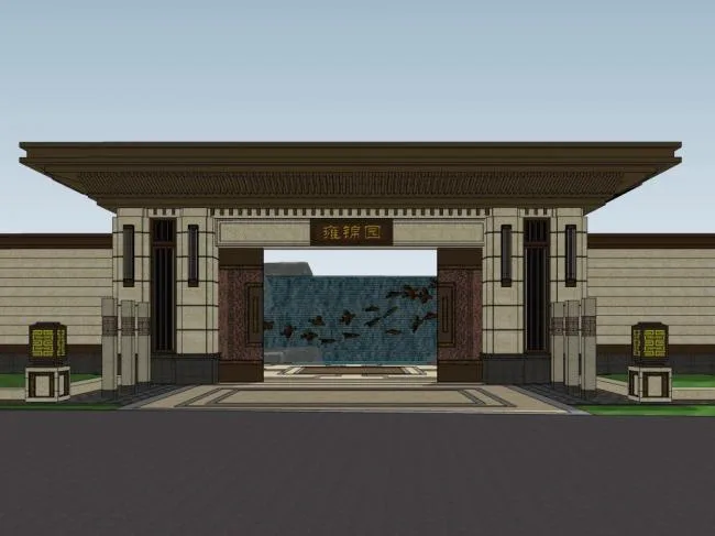 Sketchup商业模型|售楼处，新中式风格，商业建筑