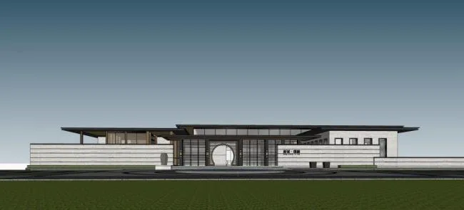 Sketchup商业模型|会所，新中式风格，商业建筑，现代风格