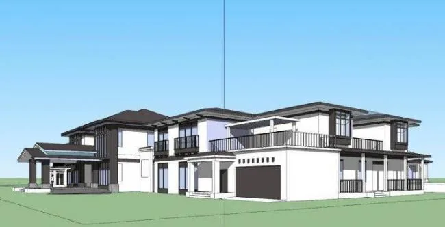 Sketchup商业模型|多层会所，商业建筑，中式风格
