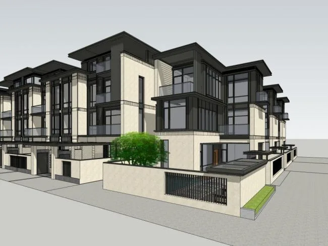 Sketchup住宅模型|多层住宅，现代风格，居住建筑，联排别墅