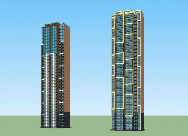 Sketchup住宅模型|高层住宅，现代风格，居住建筑