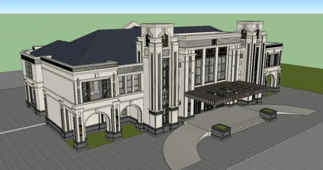 Sketchup商业模型|多层会所，商业建筑，西方新古典