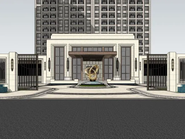Sketchup住宅模型|高层住宅，现代风格，居住建筑