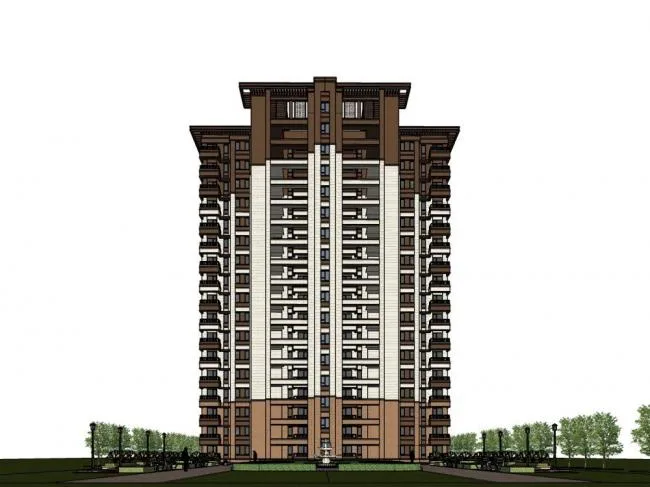 Sketchup住宅模型|高层住宅，居住建筑，现代风格