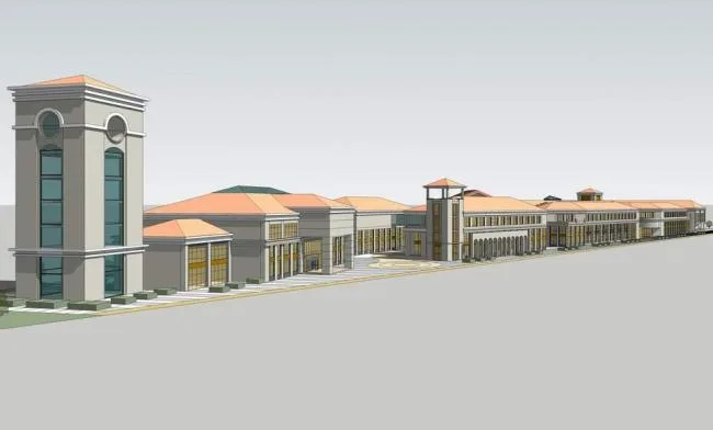 Sketchup商业模型|多层商业街，简欧式坡屋顶