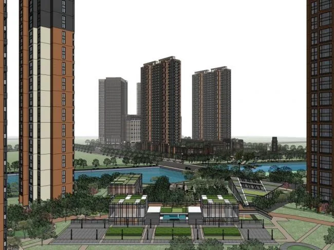 Sketchup住宅模型|超高层住宅，小区，新古典风格，居住建筑