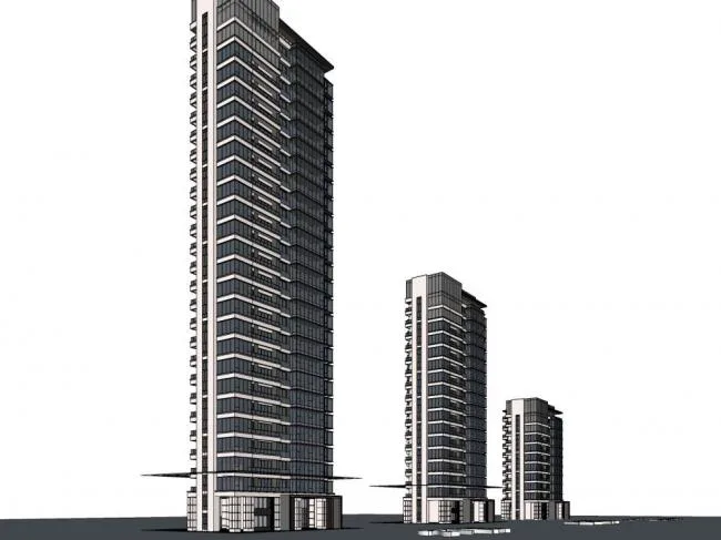 Sketchup住宅模型|高层住宅，现代风格，居住建筑