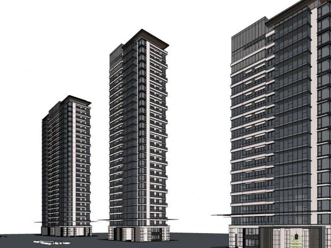 Sketchup住宅模型|高层住宅，现代风格，居住建筑