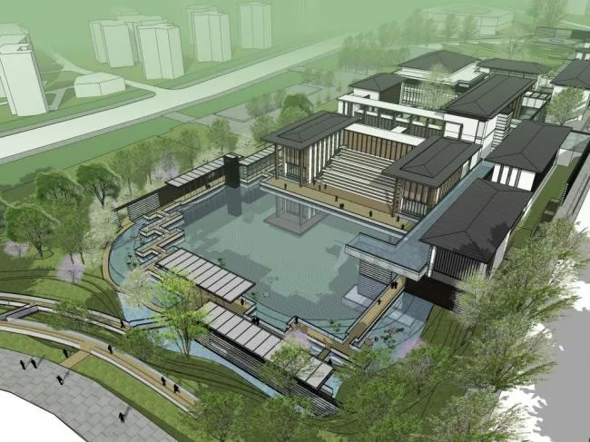 Sketchup商业模型|多层会所，商业建筑，新中式风格