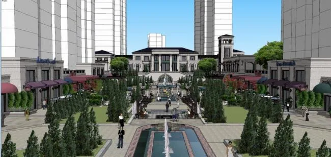 Sketchup商业模型|多层售楼处，现代风格，商业建筑