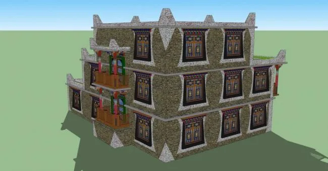 Sketchup住宅模型|多层住宅，藏式民居，居住建筑